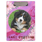 Terug naar school Schattigee hond Roze Bloemen Wat Klembord (Voorkant)