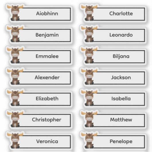Terug naar school - Schattigee Moose Multiple Name Sticker (Voorkant)