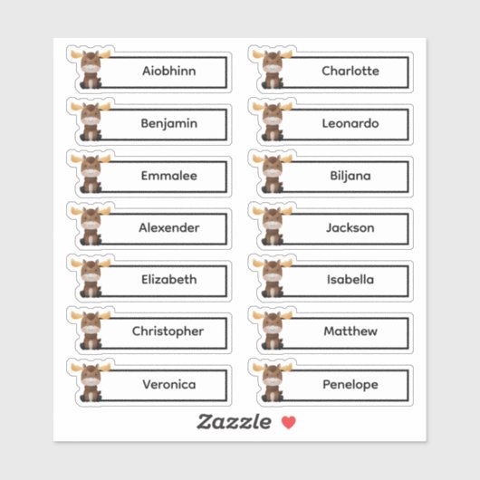 Terug naar school - Schattigee Moose Multiple Name Sticker (Vel)