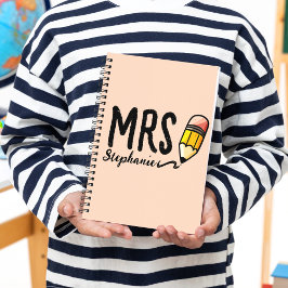 Terug naar school Schattigee Roze Potlood Leraar K Notitieboek