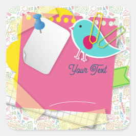 Terug naar school. Schoolbenodigdheden Achtergrond Vierkante Sticker