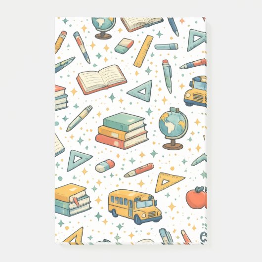 Terug naar school schoolbenodigdheden patroon noti post-it® notes (Voorkant)