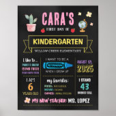 Terug naar school schoolbord eerste dag teken poster (Voorkant)