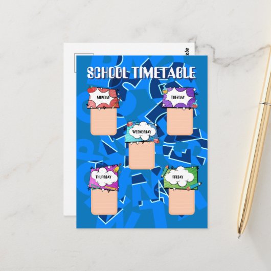 Terug naar school. SCHOOLKALENDER Briefkaart (Voorkant / Achterkant in situ)