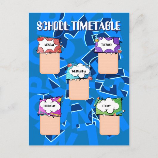 Terug naar school. SCHOOLKALENDER Briefkaart (Voorkant)