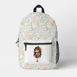 Terug naar school. schoolmeisje bedrukte rugzak