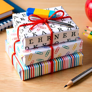 Terug naar school set van 3 kleuren en b&w inpakpapier vel