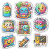 Terug naar school set van 9 kleurrijke elementen sticker (Voorkant)