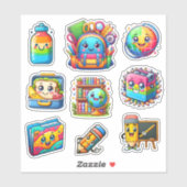 Terug naar school set van 9 kleurrijke elementen sticker (Vel)
