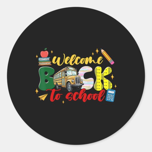 Terug naar school Shirt Fun Clroom Teacher Student Ronde Sticker (Voorkant)