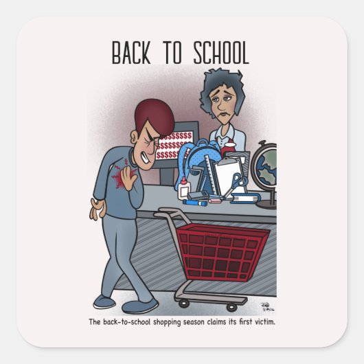 Terug naar School Shopping Vierkante Sticker (Voorkant)