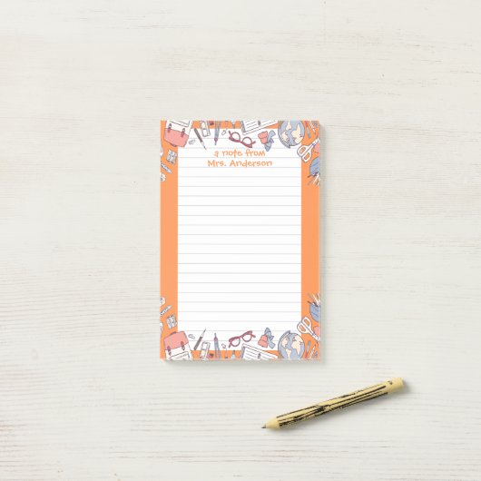 Terug naar School Sinaasappel Post-it® Notes (Op bureau)