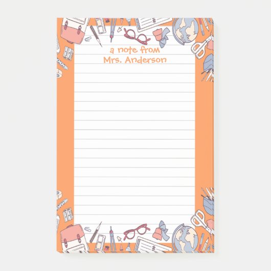 Terug naar School Sinaasappel Post-it® Notes (Voorkant)