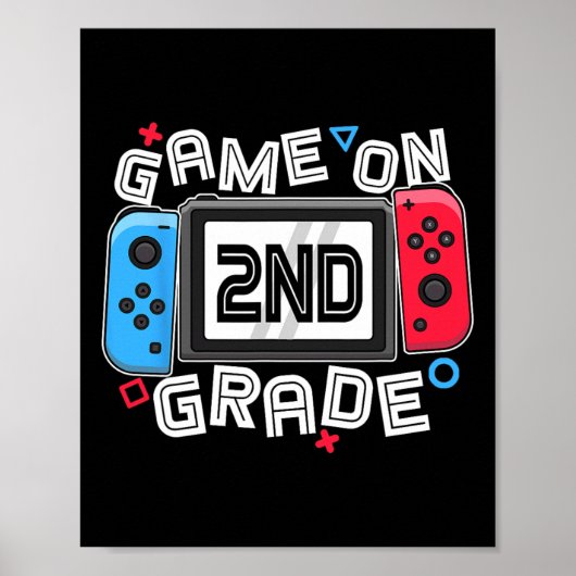 Terug naar school spel 2e leerjaar leuke gamer kin poster (Voorkant)