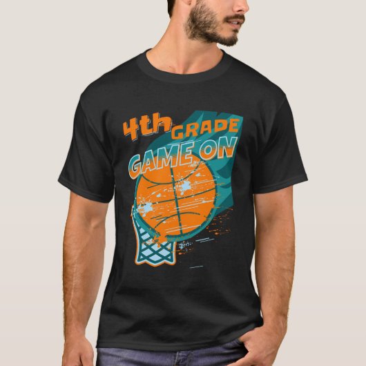 Terug naar school spel op 4e klas student Basketba T-shirt (Voorkant)