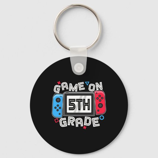 Terug naar school spel op 5e klas leuke gamer Kind Sleutelhanger (Voorkant)