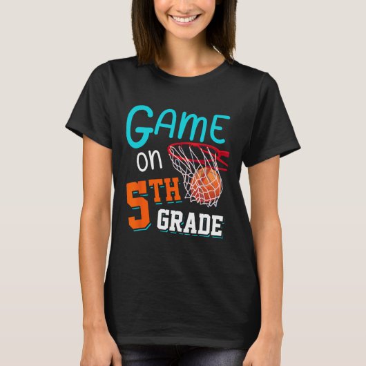 Terug naar school spel op 5th Grade Fun Basketball T-shirt (Voorkant)