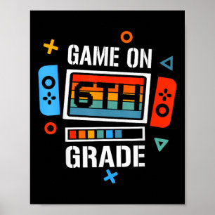 Terug naar school spel op 6e klas grappige gamer K Poster