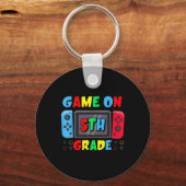 Terug naar school spel op grappige 5e klas gamer j sleutelhanger (Voorkant)
