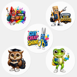 "Terug naar school"-stickers: dieren en uitdrukkin Labels