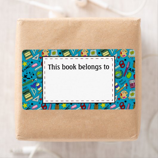 Terug naar School Supplies Doodle Art Etiket (Insitu)