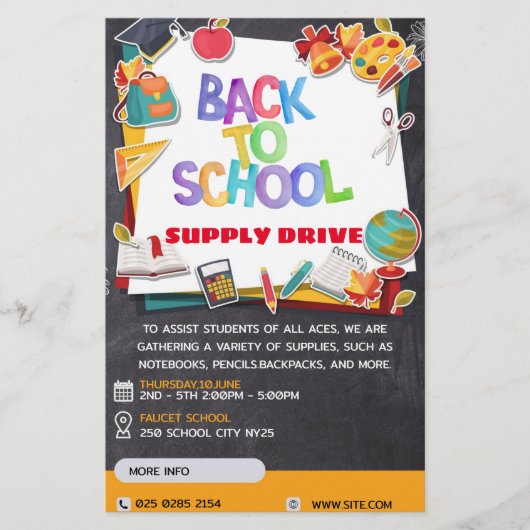 Terug naar School Supply Drive Fundraiser Flyer (Voorkant)