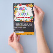 Terug naar School Supply Drive Fundraiser Flyer (Hand)