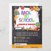 Terug naar School Supply Drive Fundraiser Flyer Kaart (Voorkant / Achterkant)