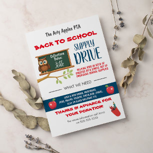 Terug naar School Supply Drive Fundraiser FLYER Kaart