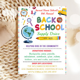 Terug naar School Supply Drive Party Kaart