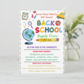 Terug naar School Supply Drive Party Kaart (Staand voorkant)