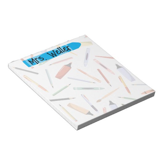 Terug naar School Supply Gepersonaliseerd Notitieblok (Schuin)