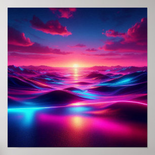 Terug naar school Surreal Neon Horizon Lights Poster