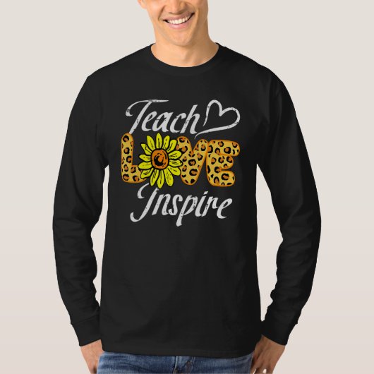 Terug naar School Teach Love Inspire Sunflower Leo T-shirt (Voorkant)