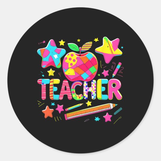 Terug naar School Teacher Life Inspirerend Teach L Ronde Sticker (Voorkant)