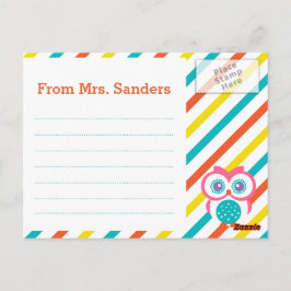 Terug naar School Teacher's Briefkaart - Uil Theme