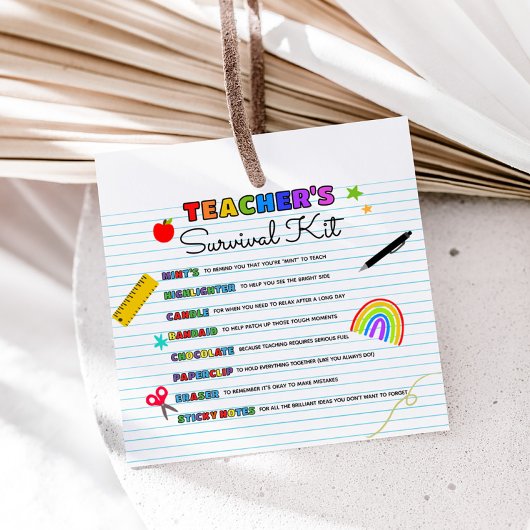 Terug naar School Teacher's Survival Kit Square Bedankjes Labels