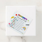 Terug naar School Teacher's Survival Kit Square Bedankjes Labels (In situ)