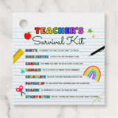 Terug naar School Teacher's Survival Kit Square Bedankjes Labels (Voorkant)