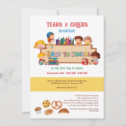 Terug naar School Tears and Cheers Uitnodiging (Voorkant)