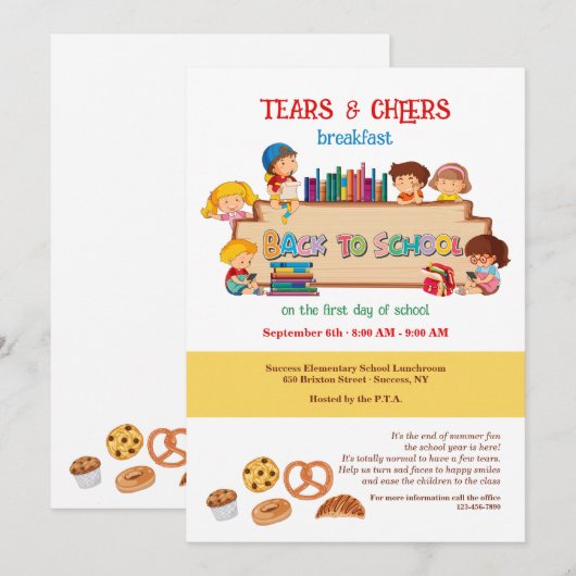 Terug naar School Tears and Cheers Uitnodiging (Voorkant / Achterkant)