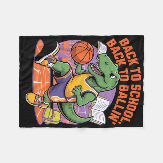 Terug naar school Terug naar Ballin Basketball Din Fleece Deken (Voorkant (Horizontaal))
