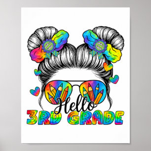 Terug Naar School Tie Dye Hallo 3e Klas Rommelige  Poster
