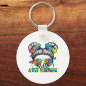 Terug naar school Tie Dye Hallo 4e klas rommelige Sleutelhanger (Voorkant)