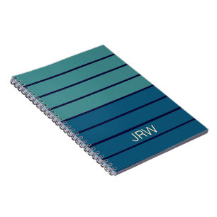 Terug naar school tinten blauwe strepen monogram notitieboek