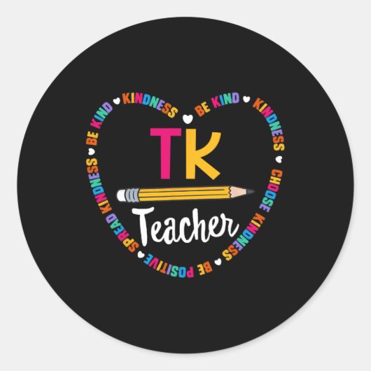 Terug naar School TK Leraar Overgangskleuterschool Ronde Sticker (Voorkant)