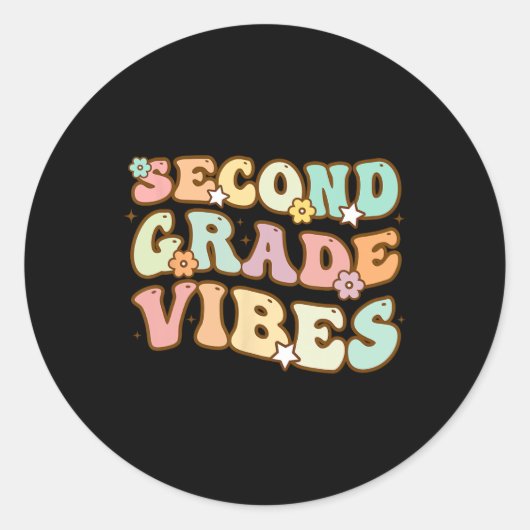 Terug naar school tweede klas vibes retroleraar Wo Ronde Sticker (Voorkant)