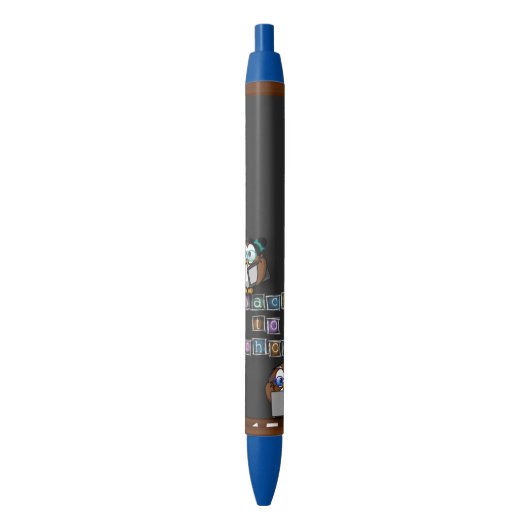 terug naar school uil blauwe inkt pen (Voorkant Verticaal)