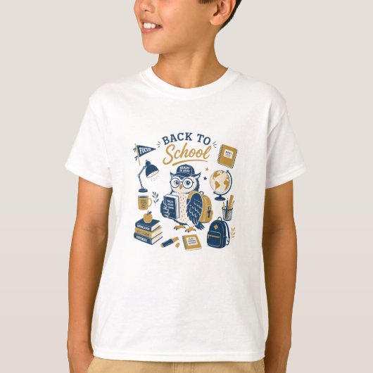 Terug naar school Uil Leren T-shirt (Voorkant)
