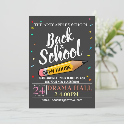 Terug naar school Uitnodiging OPEN HOUSE (Staand voorkant)